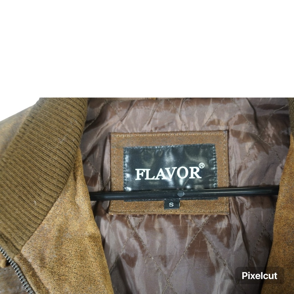 Flavor Leather Motorcycle Jacket Men Small Brown Lined Multipocket Biker Winter - Picture 5 of 11